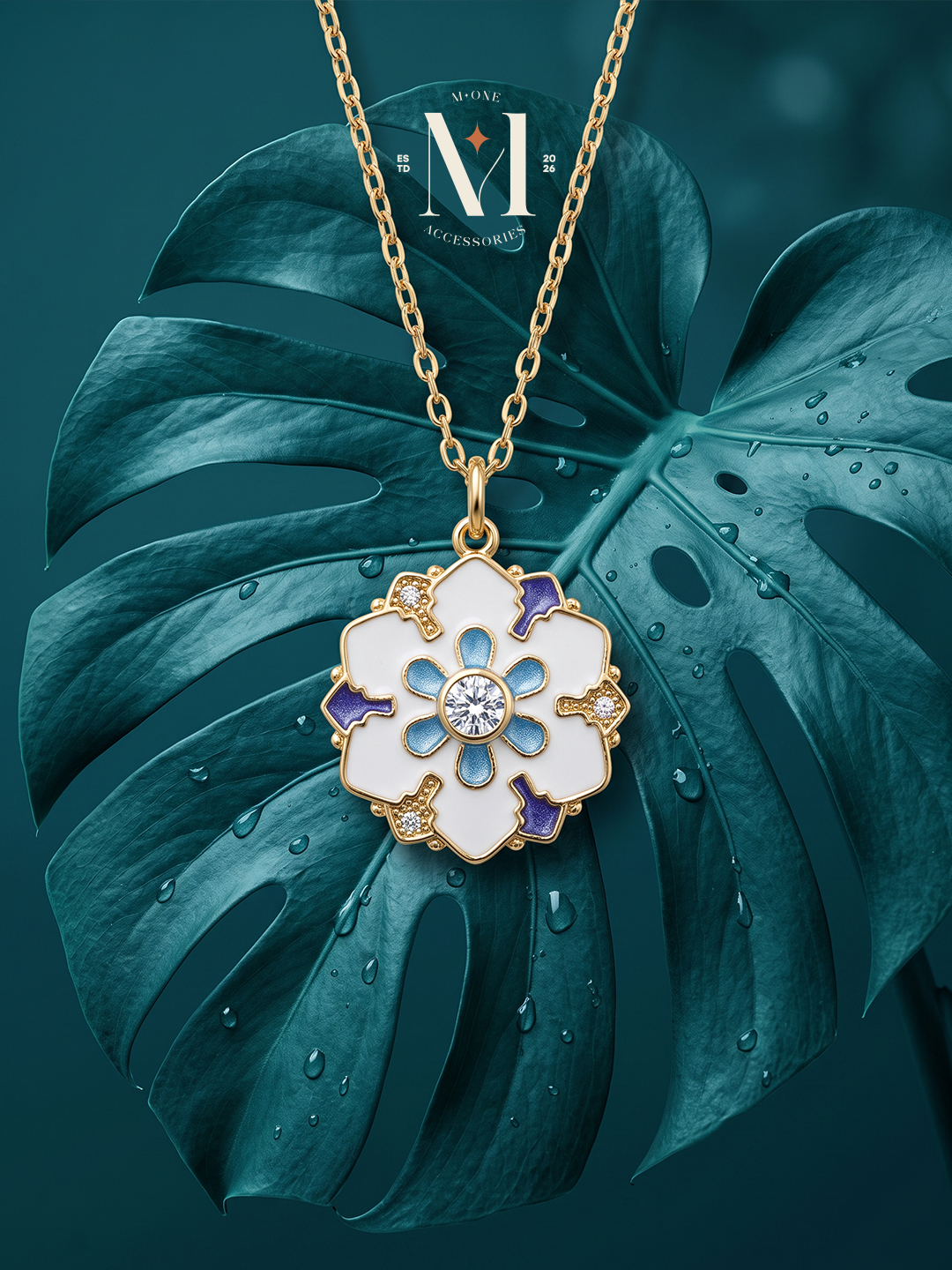 M·ONE enamel bloom pendant