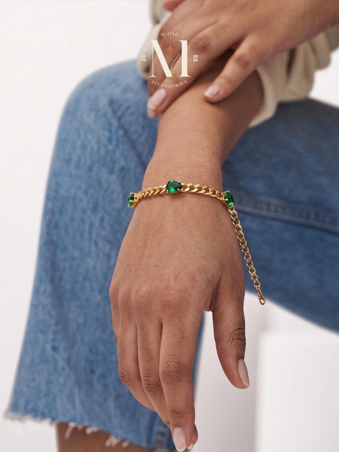 Green Stone Chain Bracelet