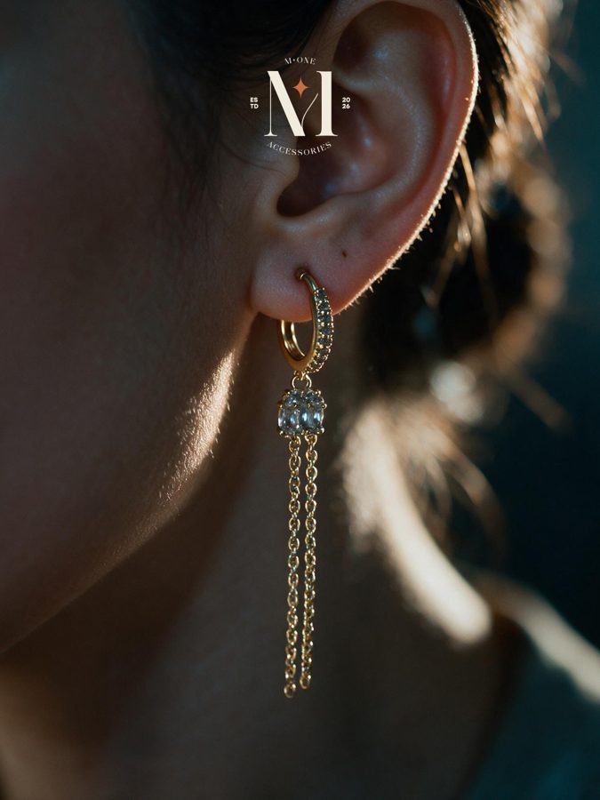 Crystal & Chain Drop Earring