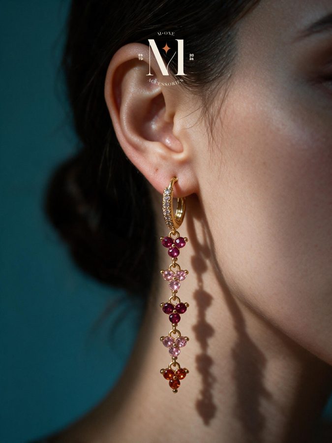 Magenta Floret Drop Earrings
