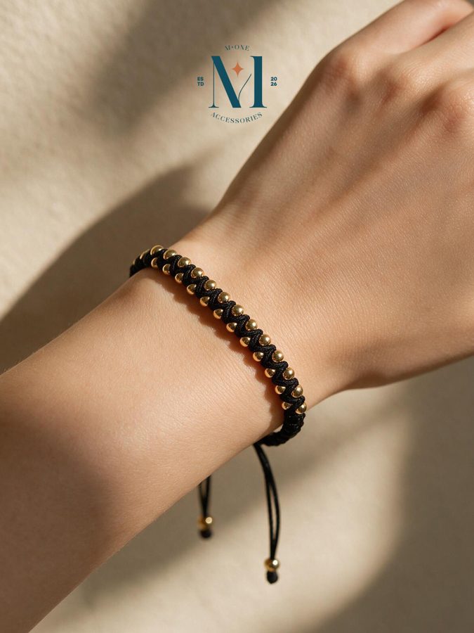 Black Bead Macramé Bracelet