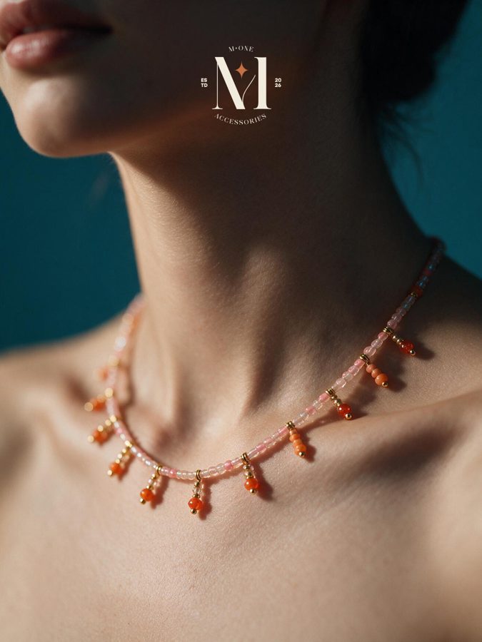 Coral Fringe Bead Necklace