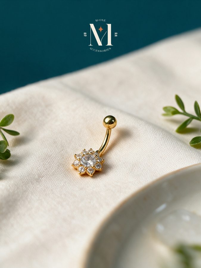 Crystal Flower Belly Bar