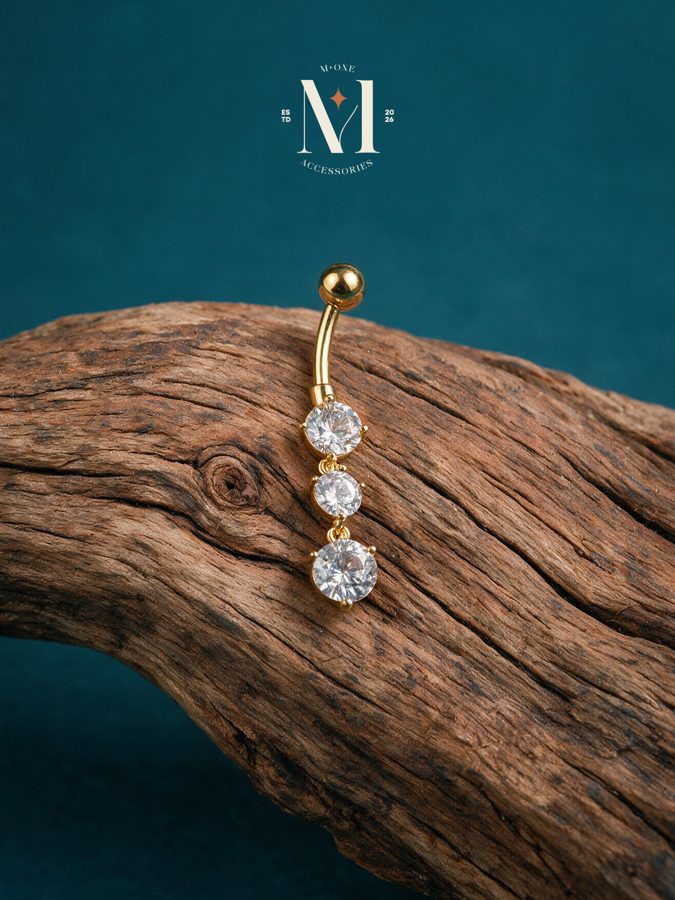 Triple Crystal Belly Bar