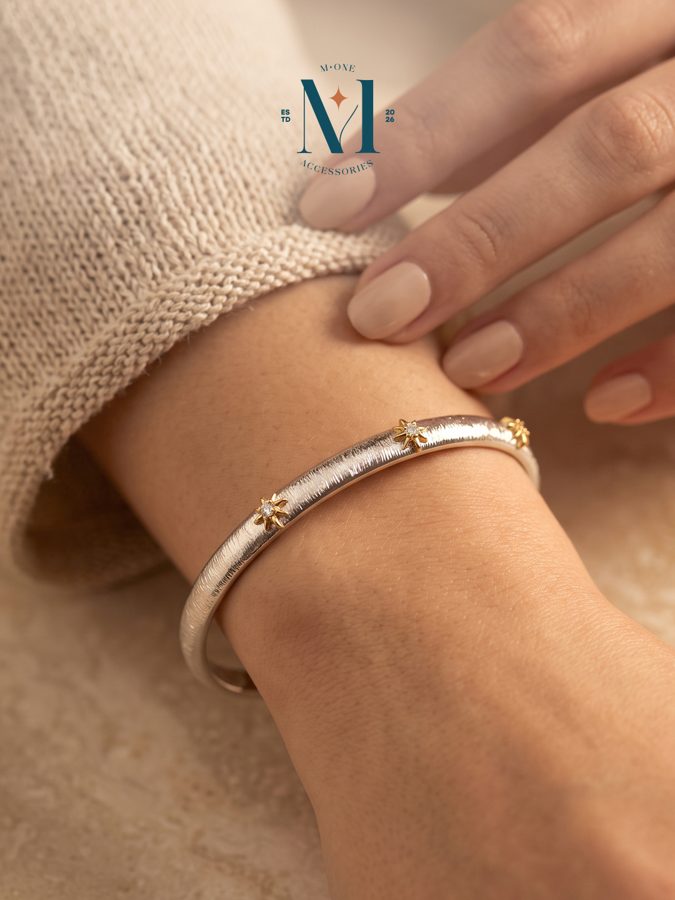 Cream Enamel Crystal Bangle
