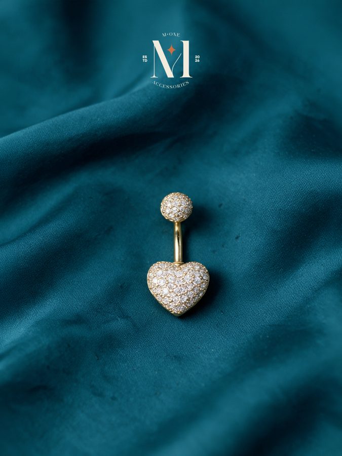 Pavé Heart Belly Bar