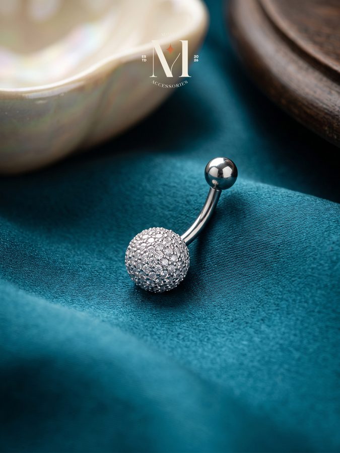 Silver Disco Ball Belly Bar