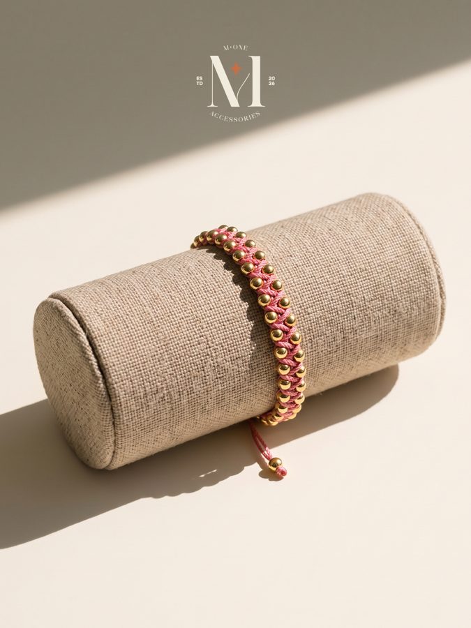 Pink Bead Macramé Bracelet