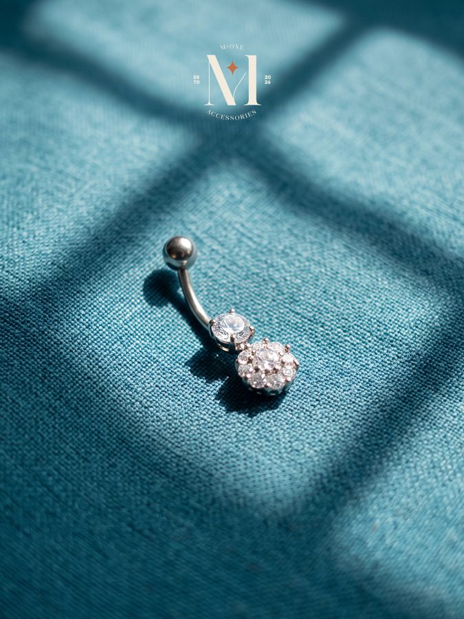 Double Crystal Belly Bar