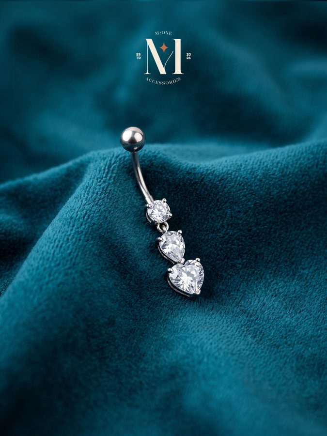 Crystal Heart Belly Bar