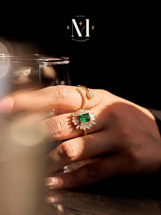 Emerald Halo Cocktail Ring