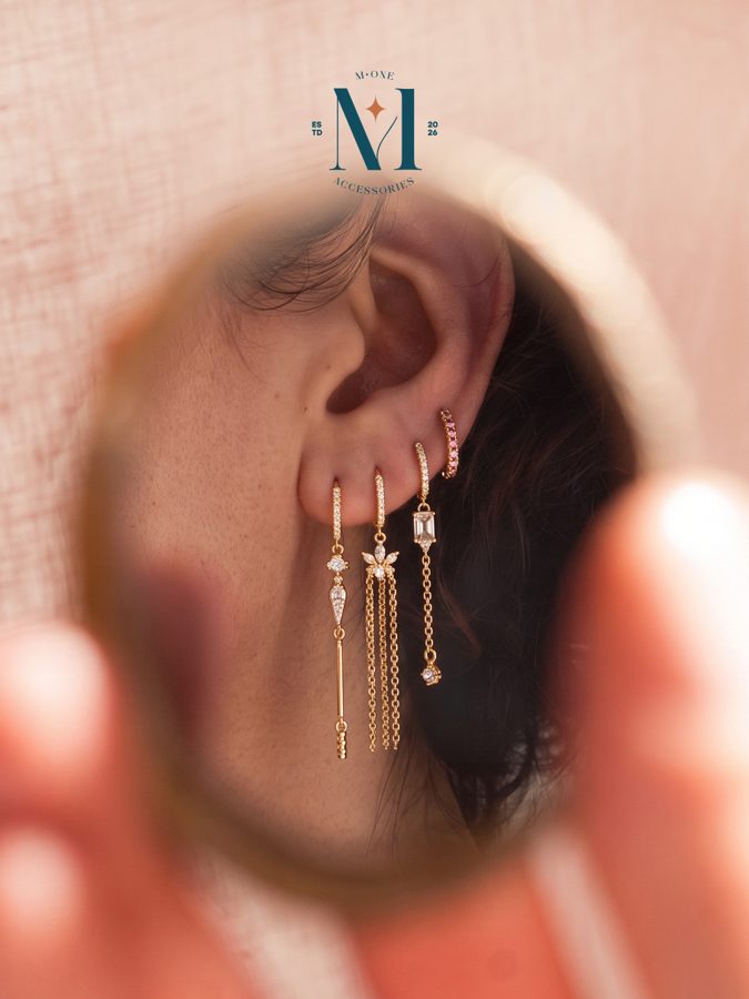 Chain & Crystal Drop Earrings