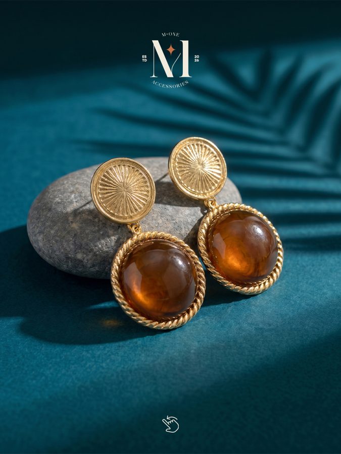 Sunburst Drop Earrings – Amber