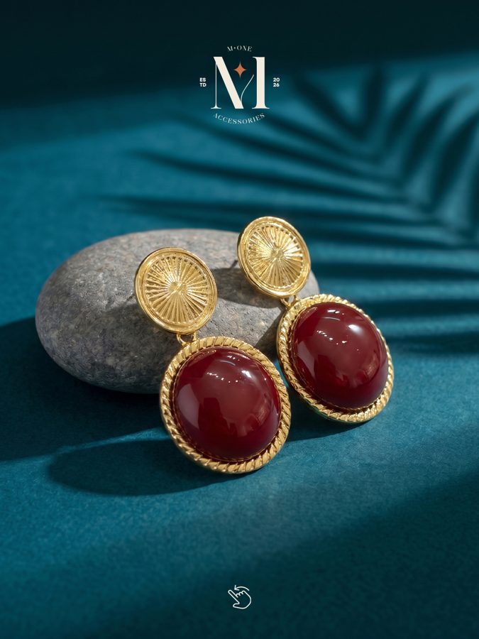 Sunburst Drop Earrings – Burgundy