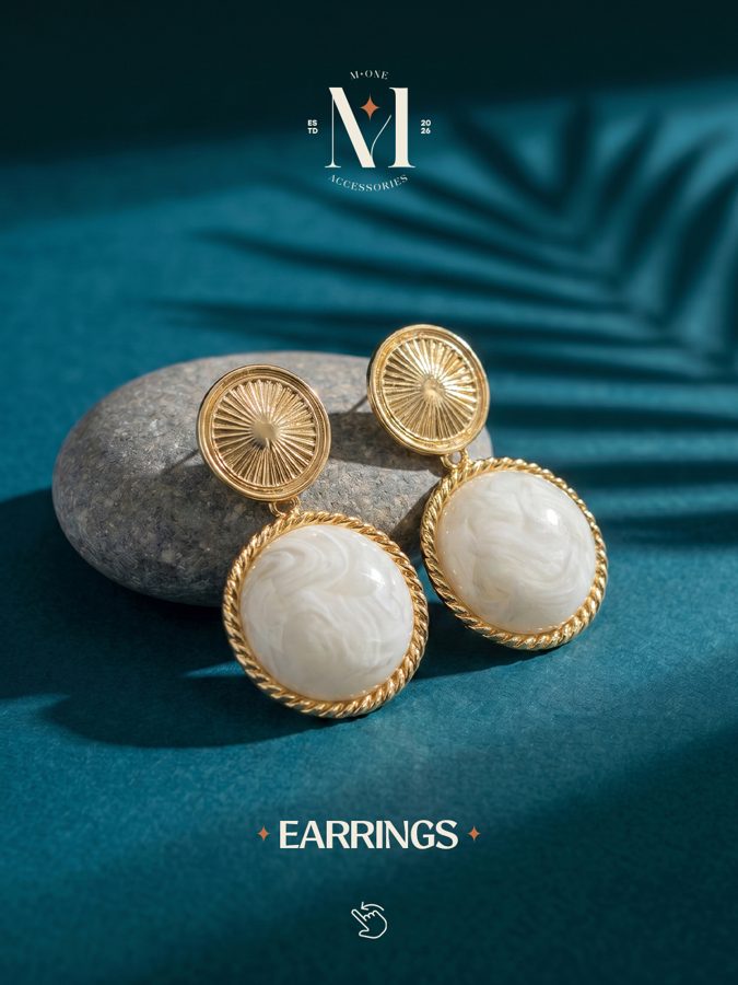 Sunburst Drop Earrings – Marble