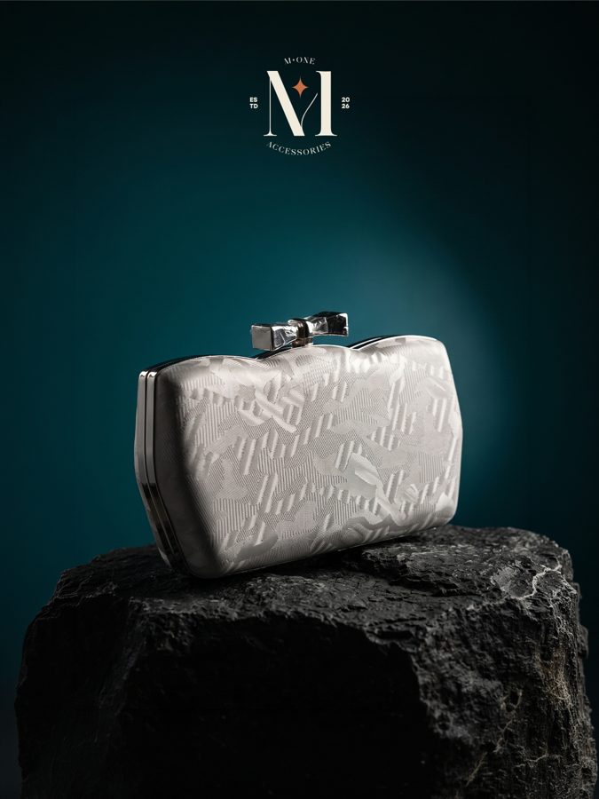 White Bow Box Clutch
