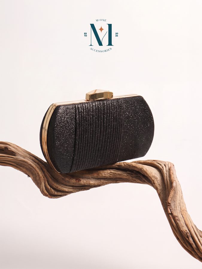 Black Shimmer Frame Clutch