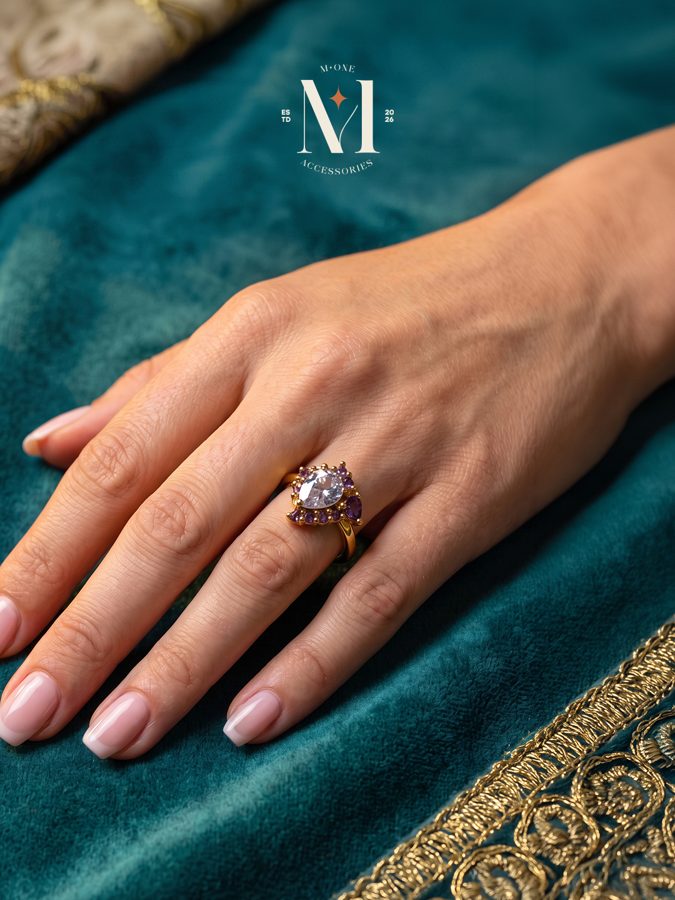 Lilac Crystal Cocktail Ring