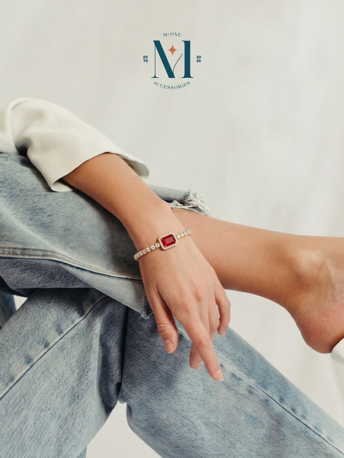 Pearl & Red Stone Bracelet
