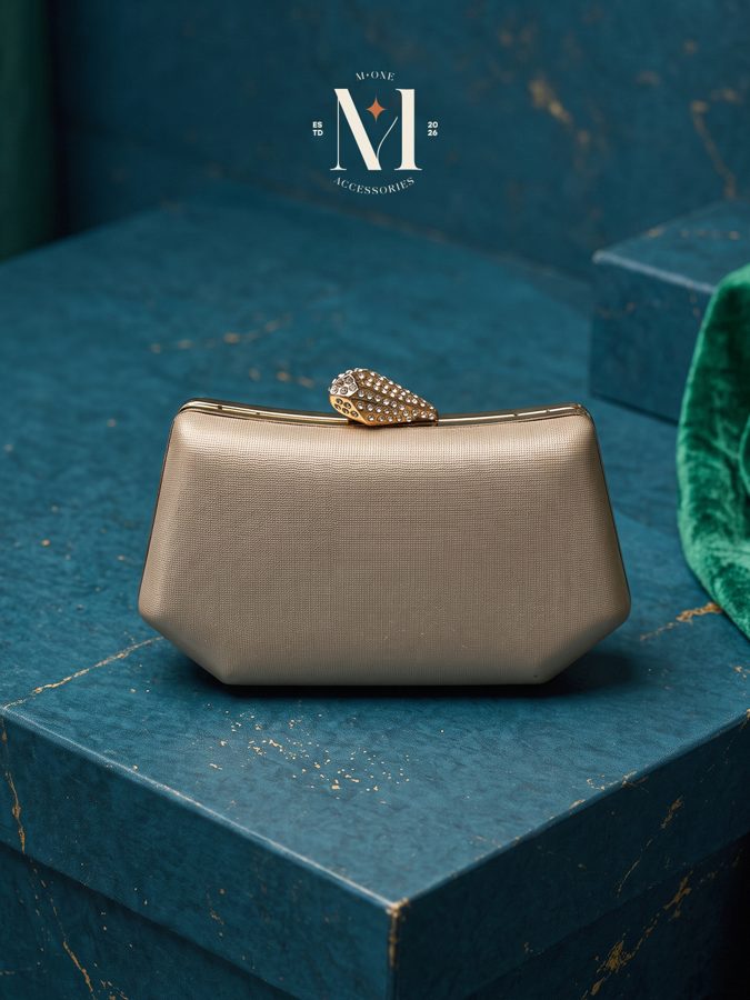 Champagne Leaf Clasp Clutch