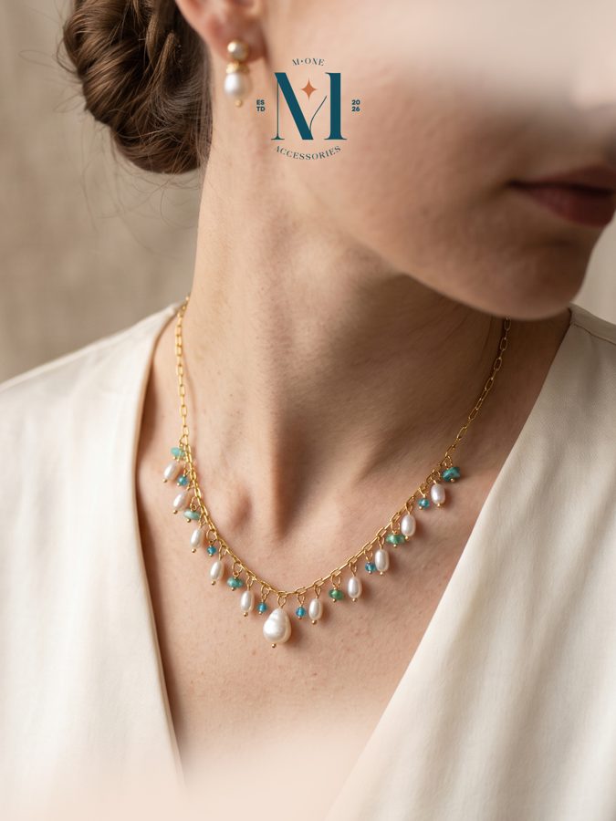 Pearl & Stone Fringe Necklace