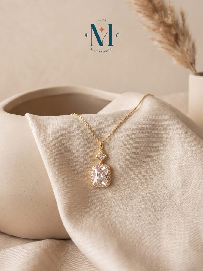 Emerald-Cut Halo Pendant